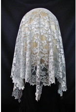 Veils by Lily Veil - White Floral Lace Mantilla with Longer Sides