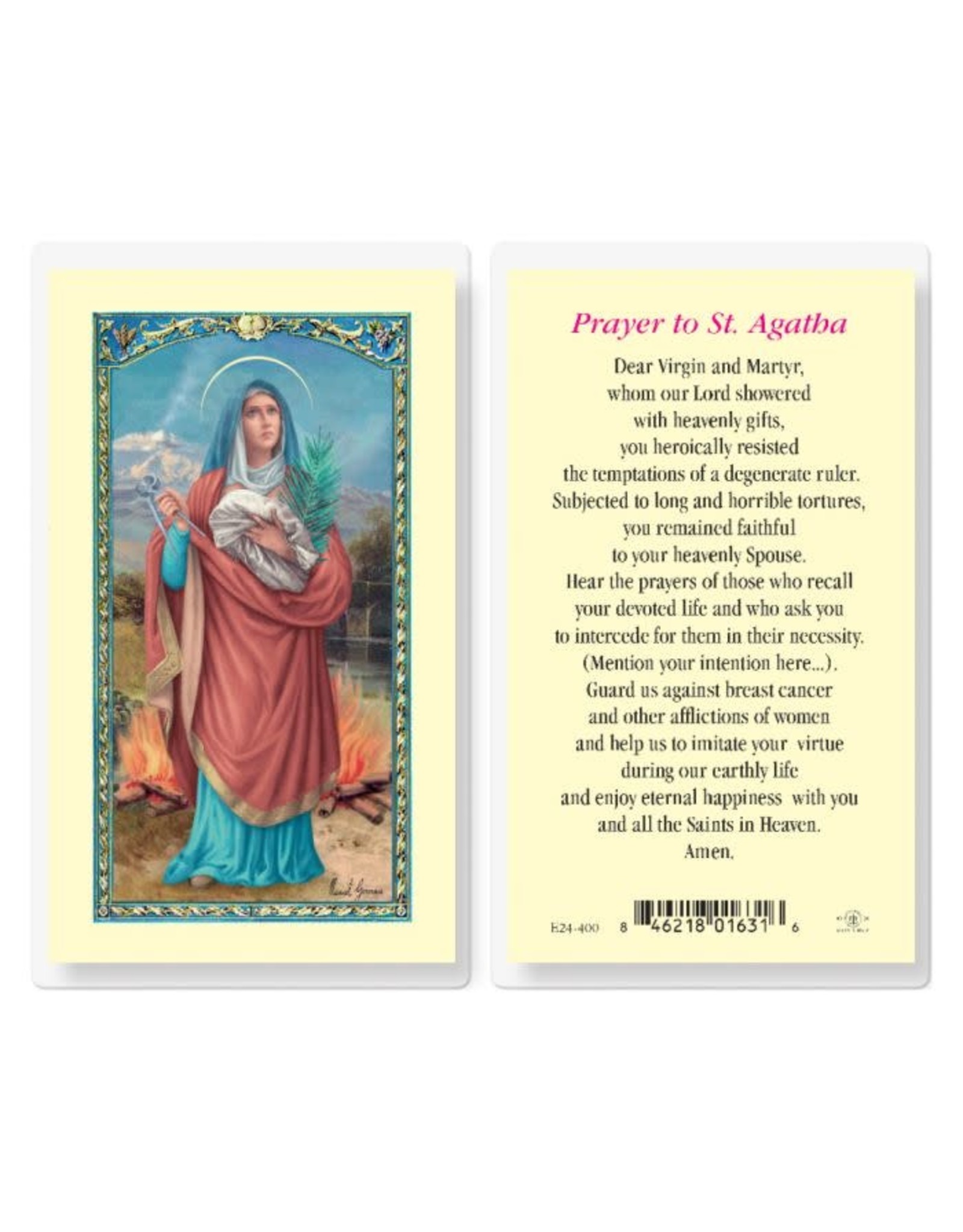 Hirten Holy Card, Laminated - St. Agatha