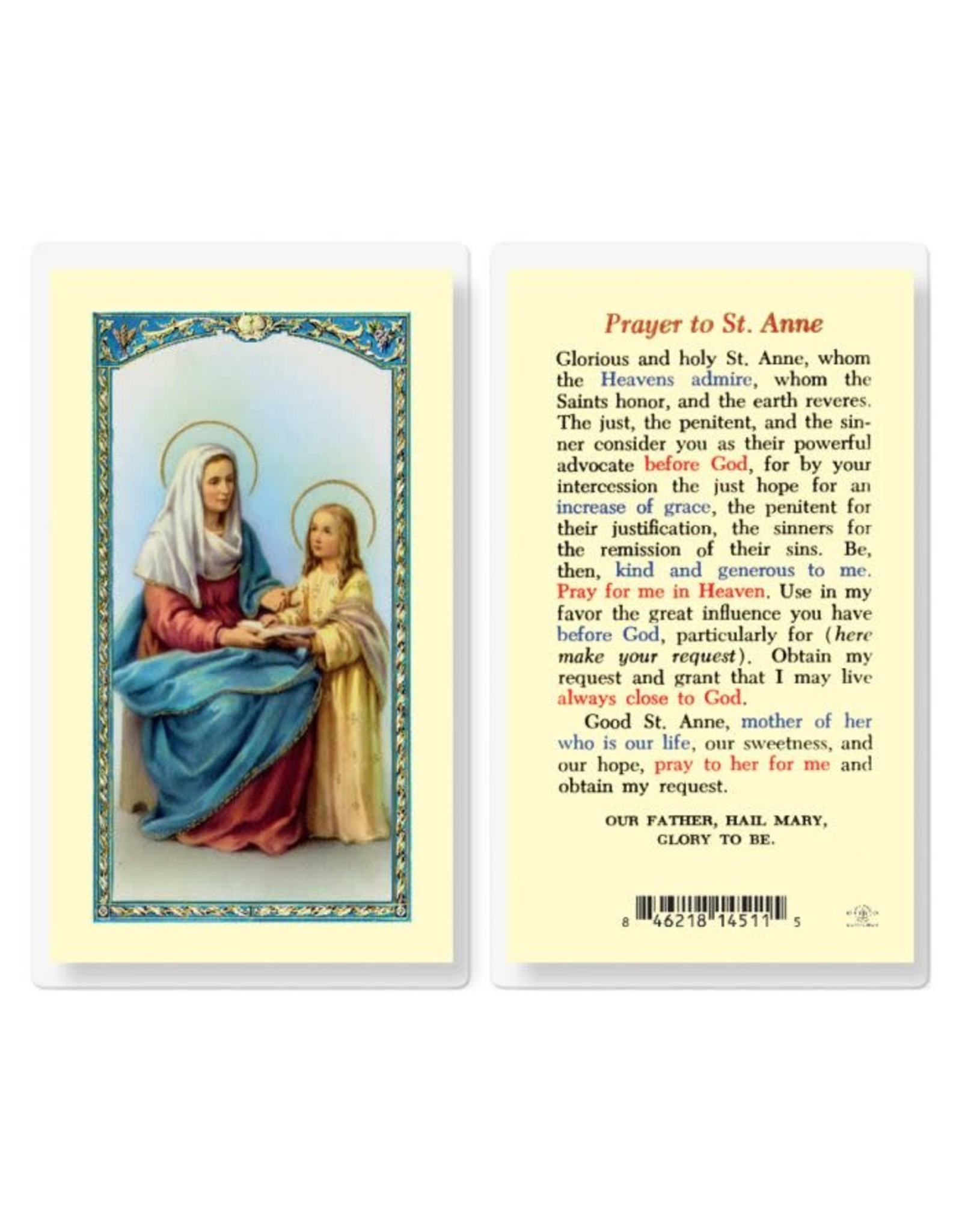 Hirten Holy Card, Laminated - St. Anne