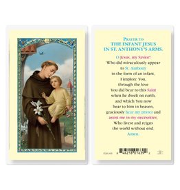 Hirten Holy Card, Laminated - Infant Jesus in St. Anthony's Arms
