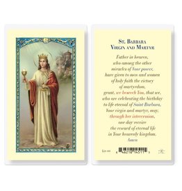 Hirten Holy Card, Laminated - St. Barbara