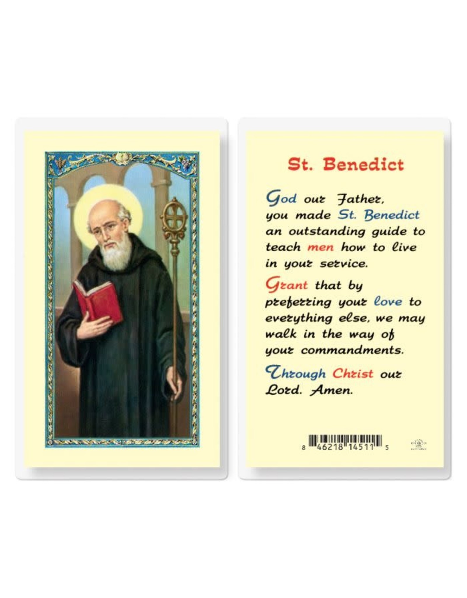 Hirten Holy Card, Laminated - St. Benedict