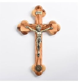 Shomali Olive Wood Crucifix with Relic from Holy Land (7-3/4")