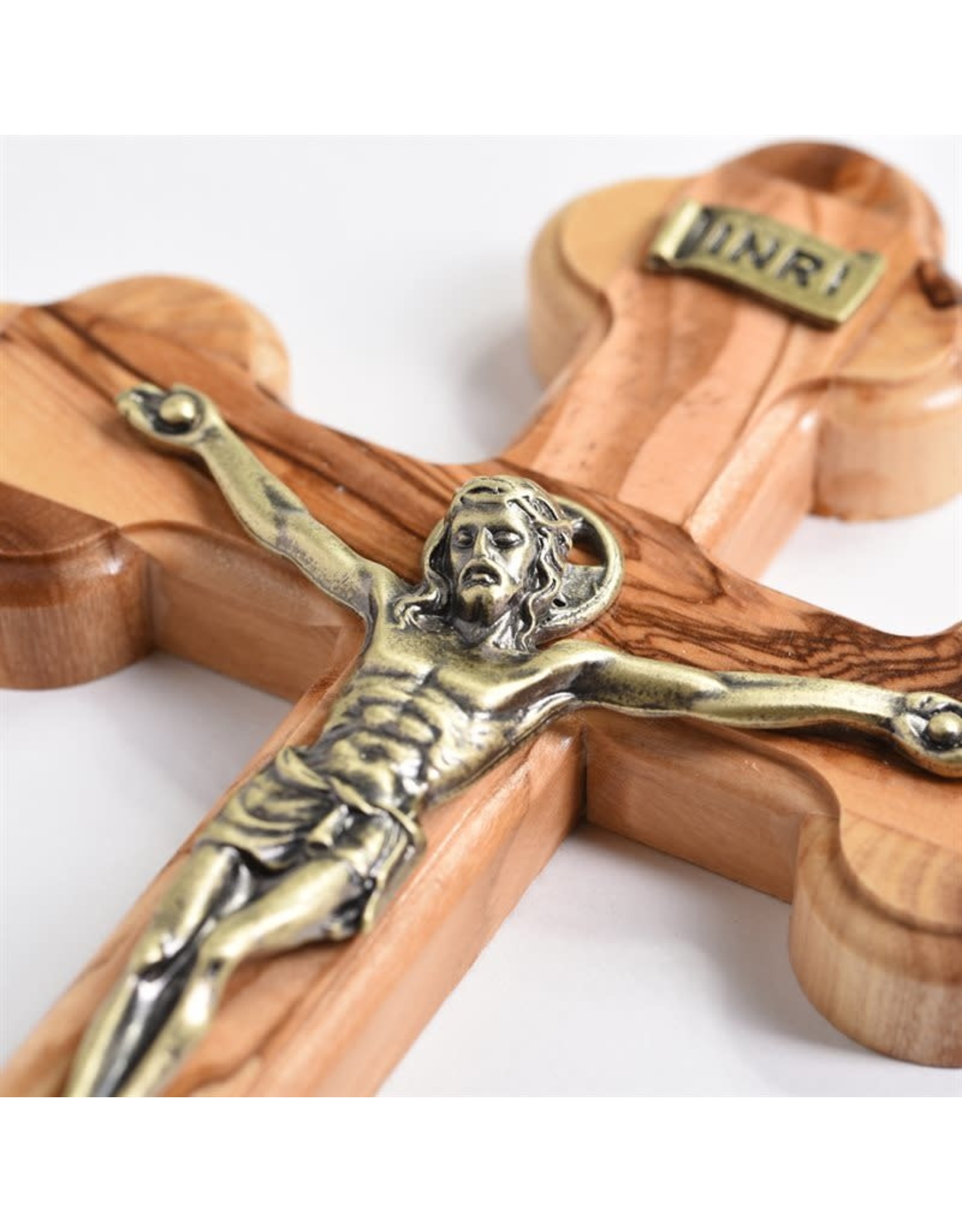 Shomali Olive Wood Crucifix with Relic from Holy Land (7-3/4")