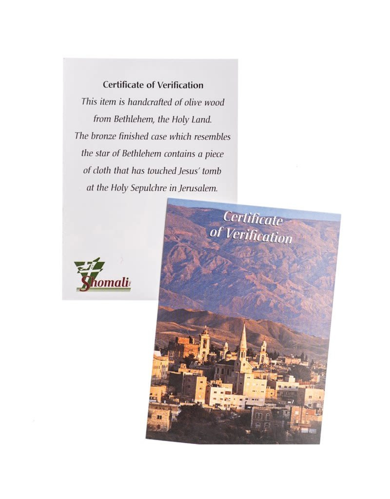 Shomali Olive Wood Crucifix with Relic from Holy Land (7-3/4")