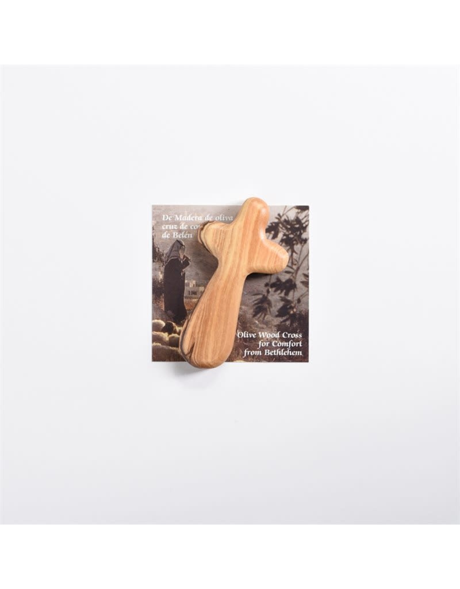 Shomali Olive Wood Comfort Cross from Holy Land (2.75")