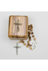 Shomali Crucifix Rosary Box, Includes Rosary (Olive Wood from the Holy Land)