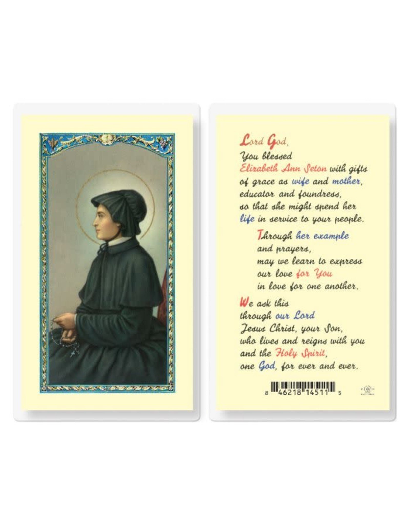 Hirten Holy Card, Laminated - St. Elizabeth Ann Seton