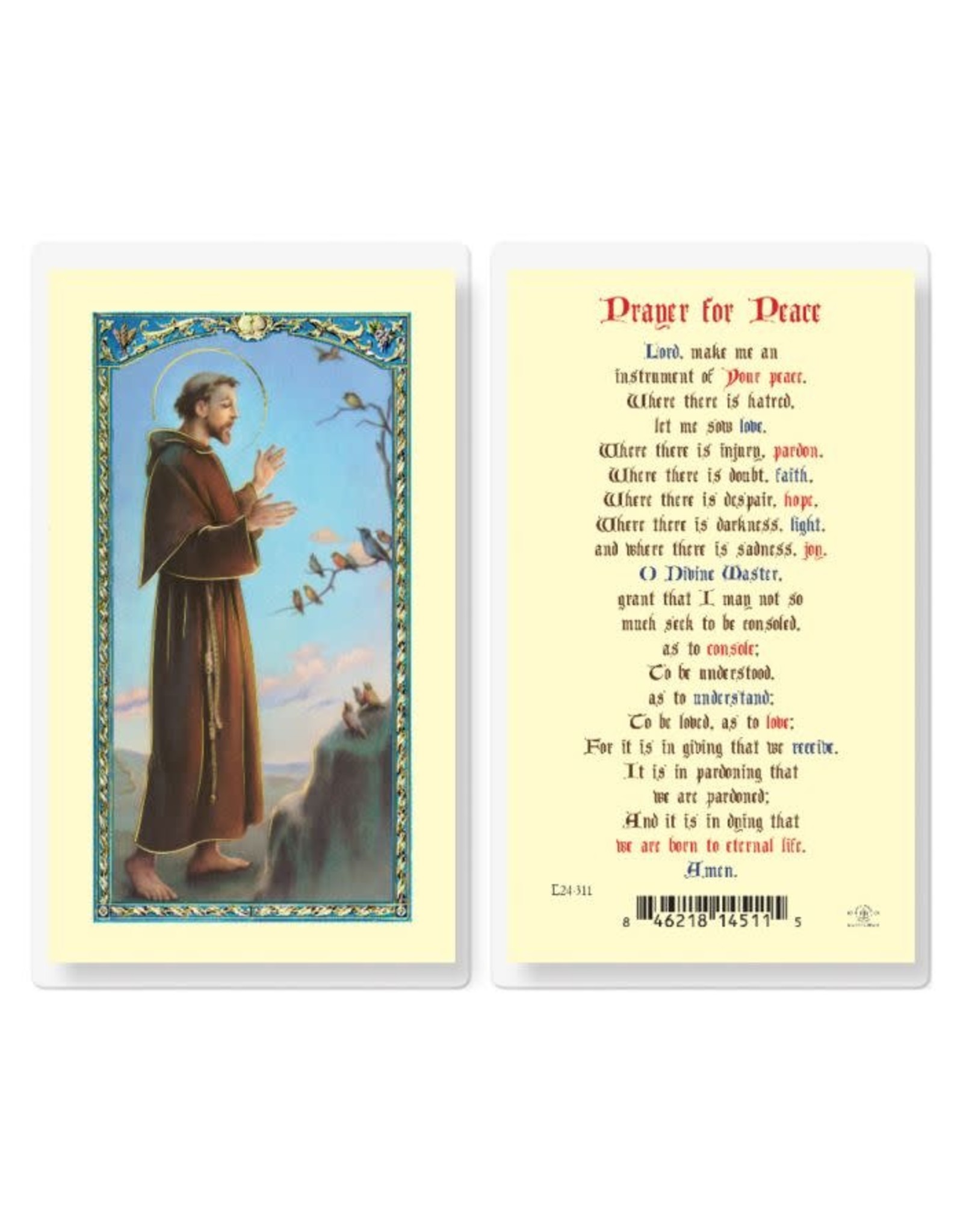 Hirten Holy Card, Laminated - St. Francis Prayer for Peace