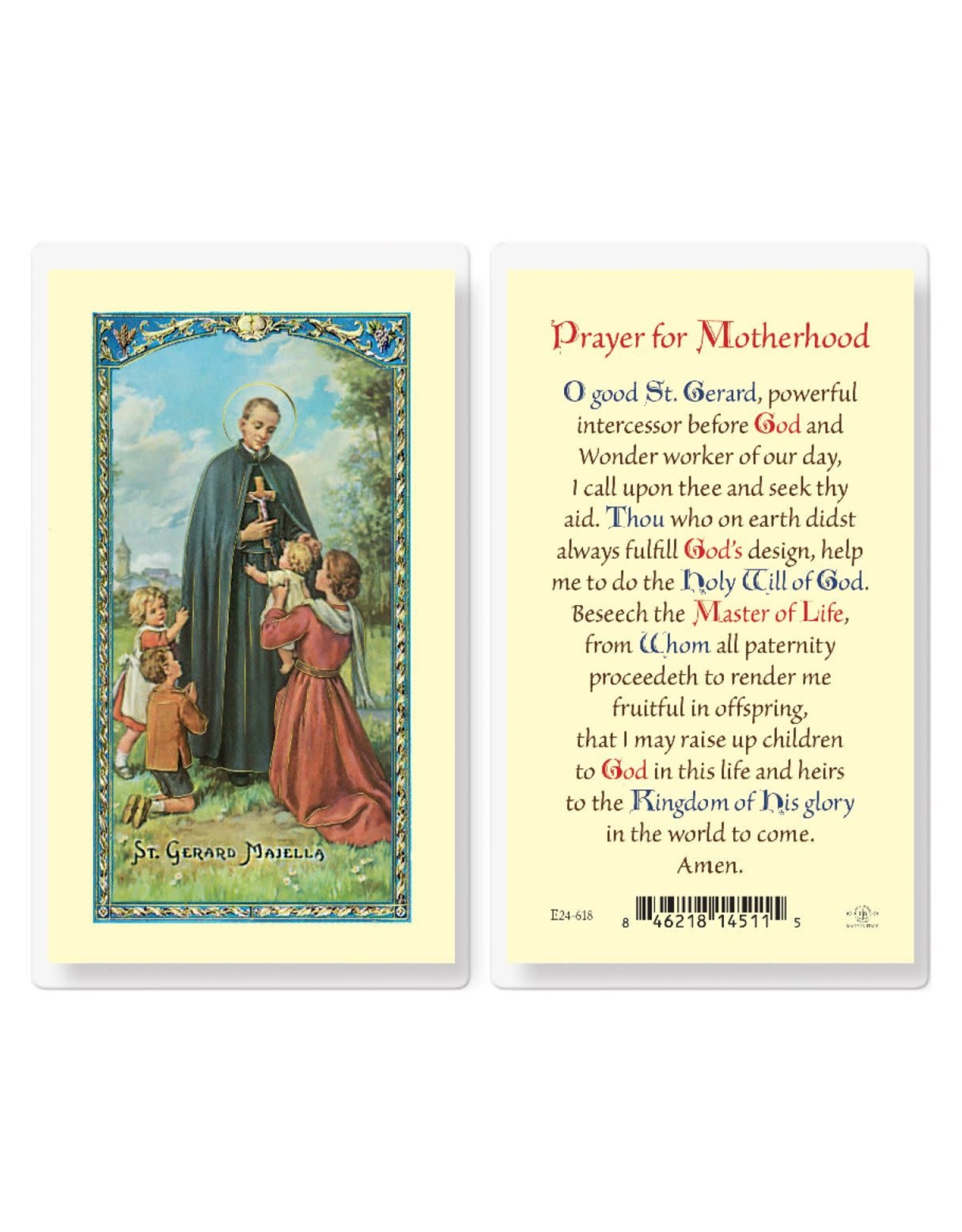 Hirten Holy Card, Laminated - St. Gerard Motherhood Prayer