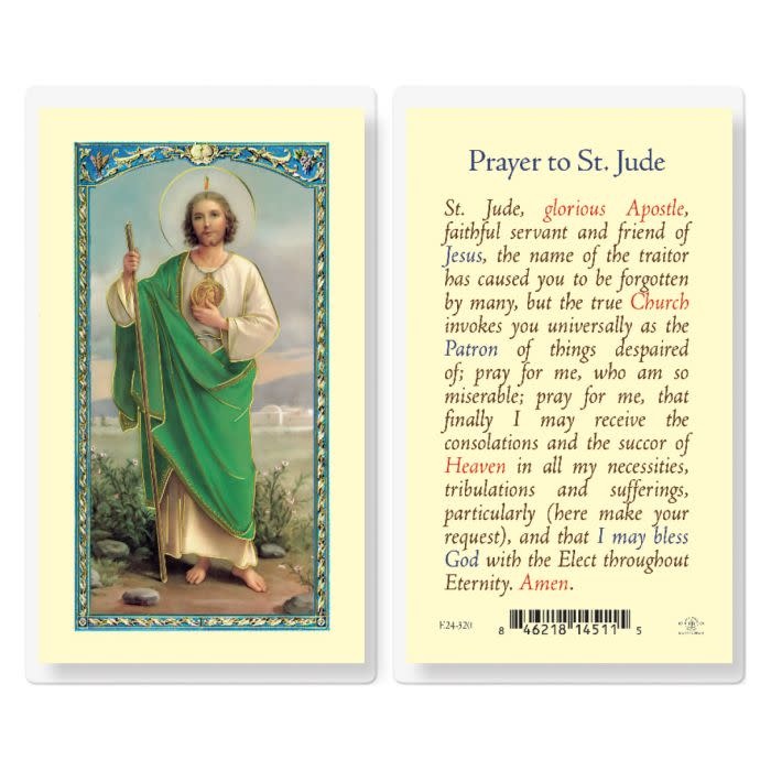 Holy Card, Laminated St. Jude Reilly's Church Supply & Gift Boutique