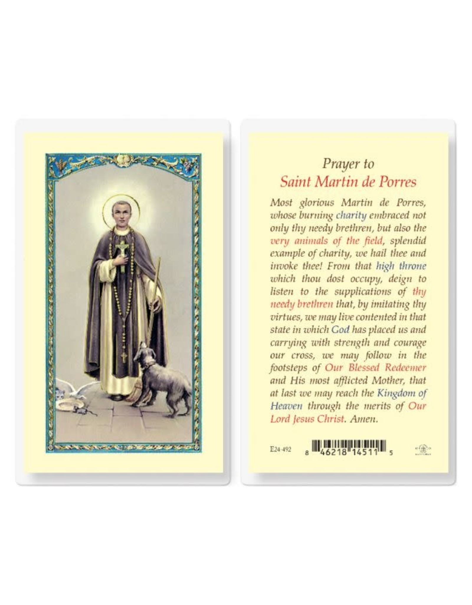 Hirten Holy Card, Laminated - St. Martin de Porres