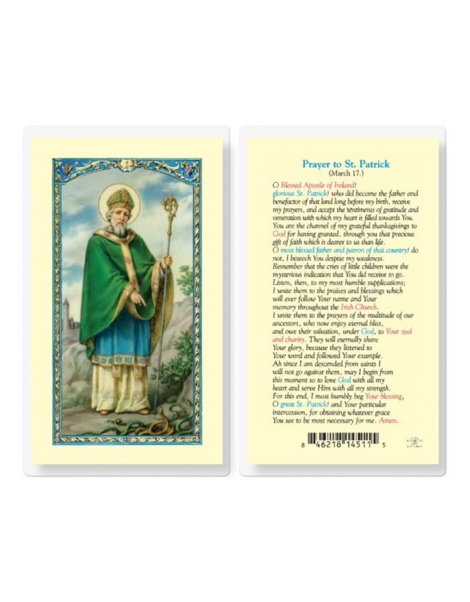 Hirten Holy Card, Laminated - St. Patrick