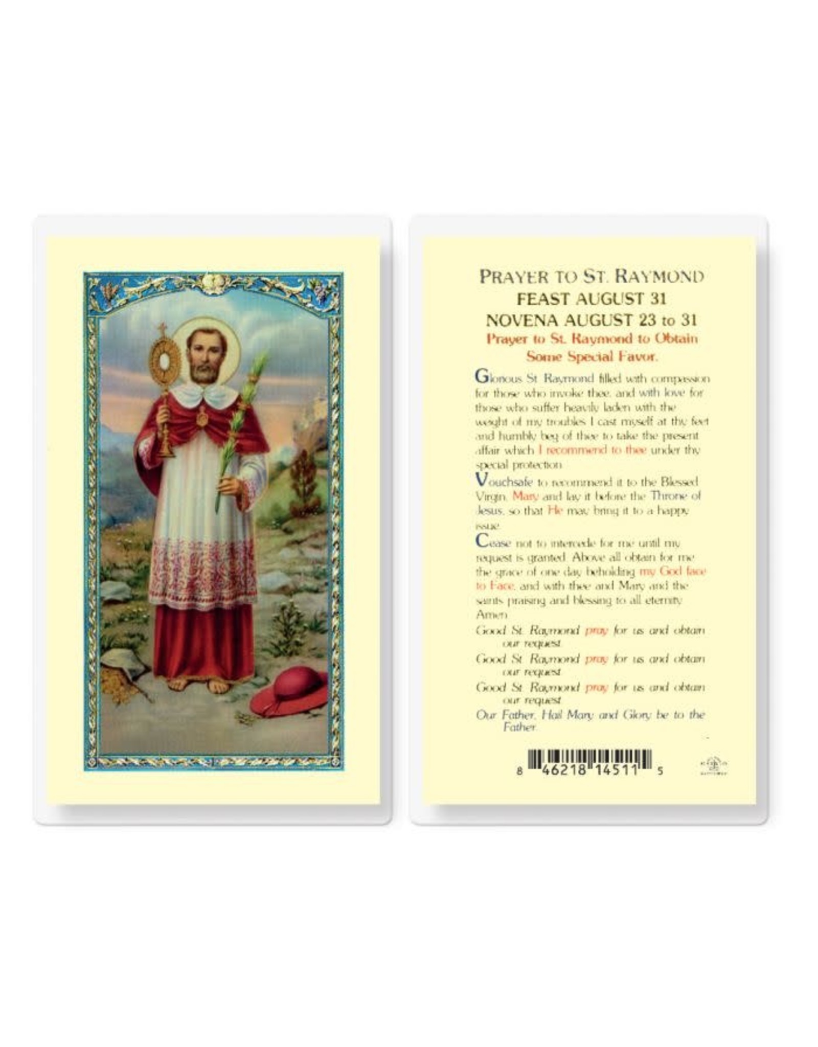 Hirten Holy Card, Laminated - St. Raymond