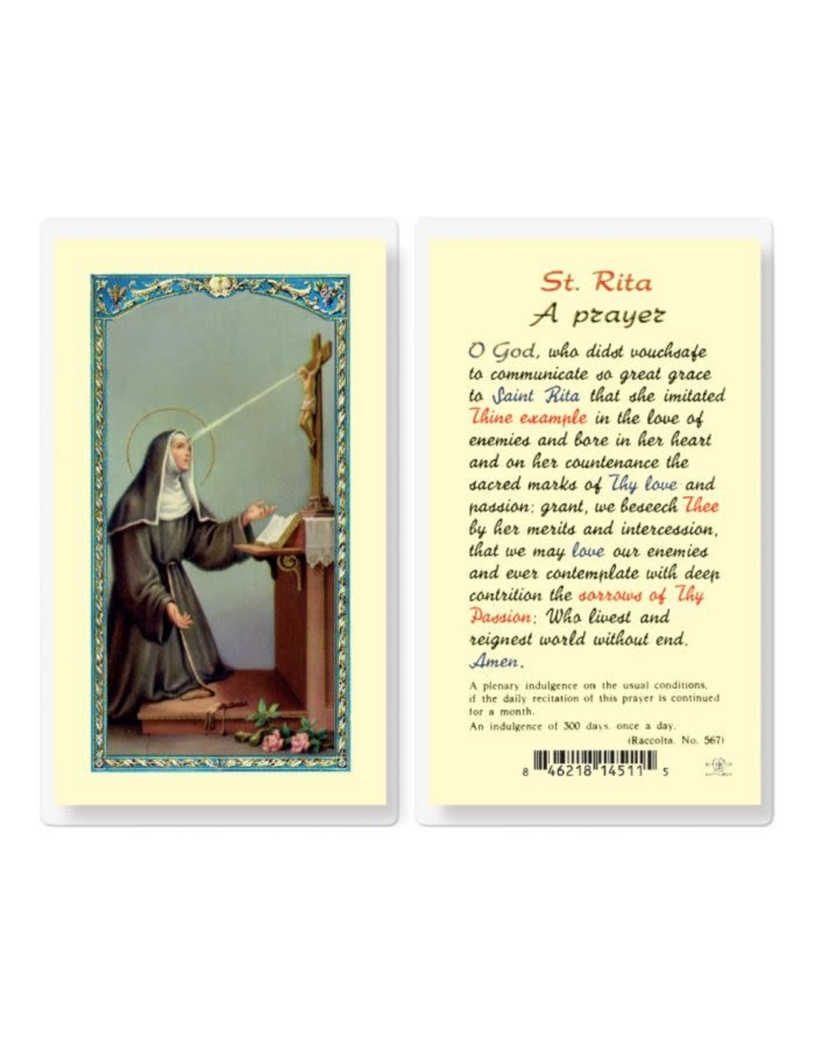 Hirten Holy Card, Laminated - St. Rita