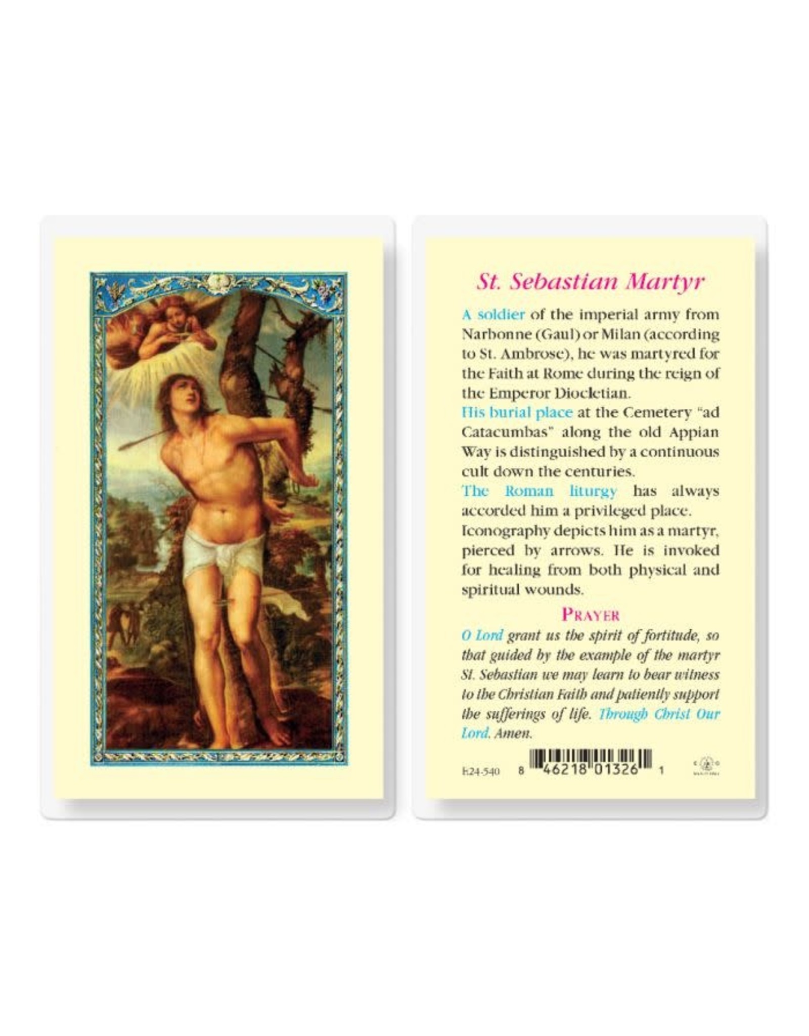 Hirten Holy Card, Laminated - St. Sebastian