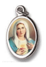 San Francis Color Medal - Immaculate Heart of Mary with Gold Frame