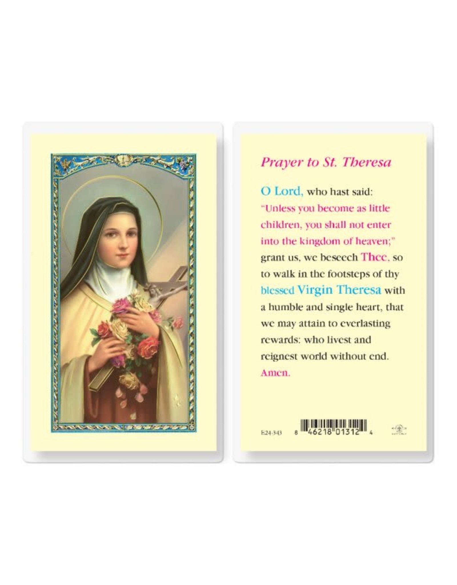 Hirten Holy Card, Laminated - St. Theresa (Therese of Lisieux)