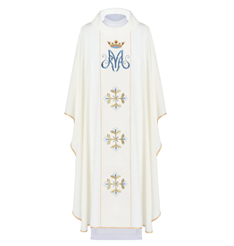 Haftina Chasuble - Cream with Embroidered Marian Symbol