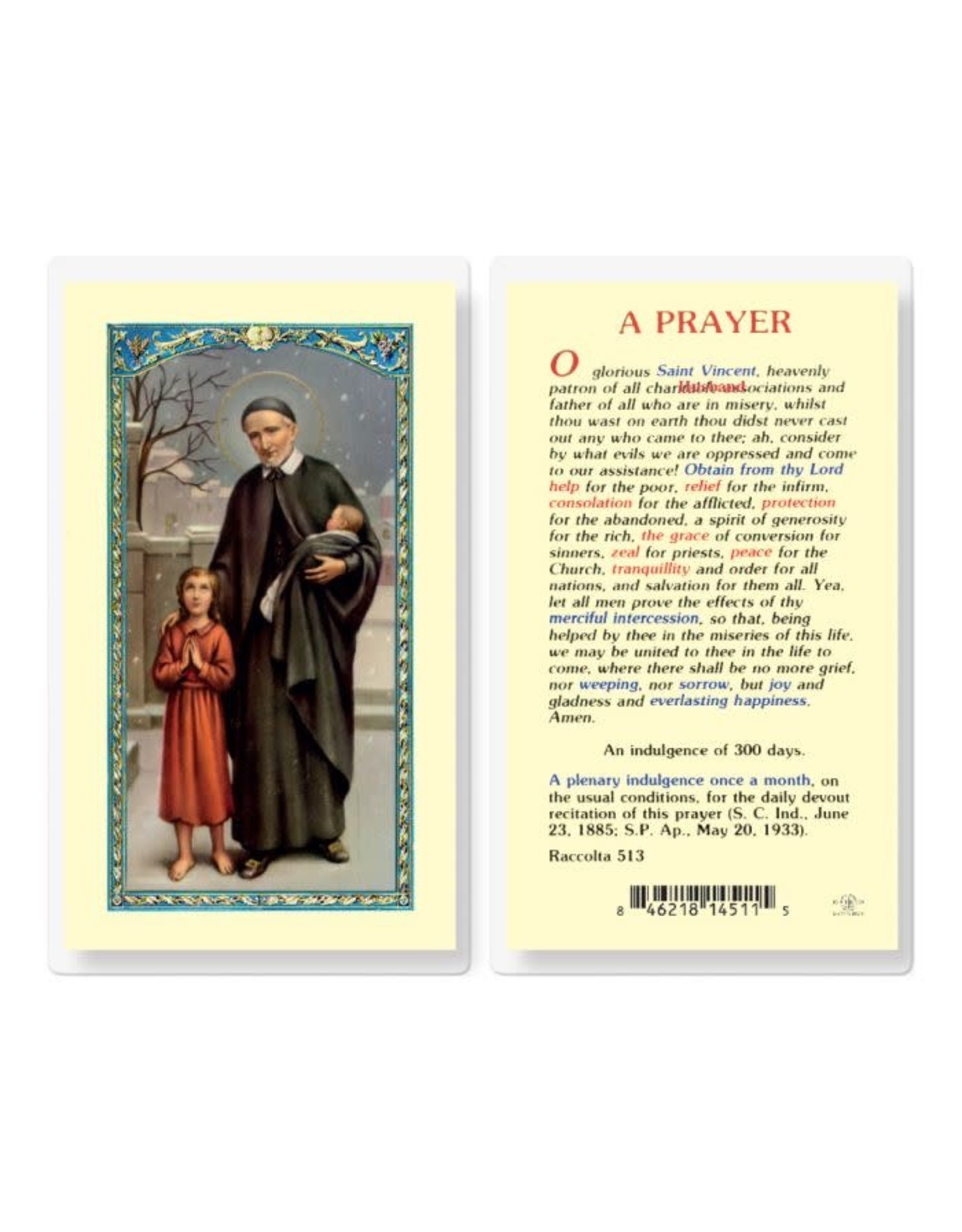 Hirten Holy Card, Laminated - St. Vincent de Paul