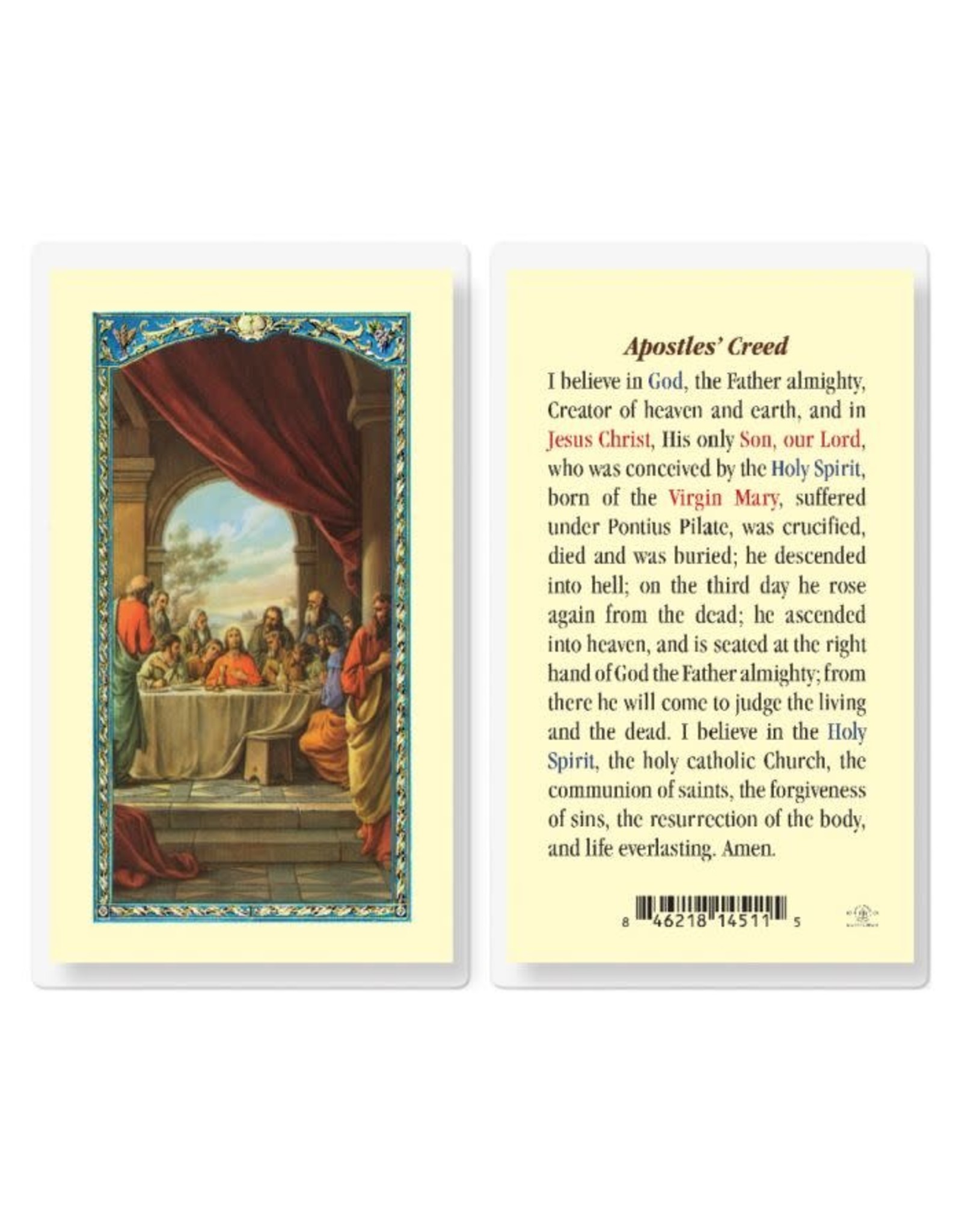 Hirten Holy Card, Laminated - Apostles Creed Last Supper
