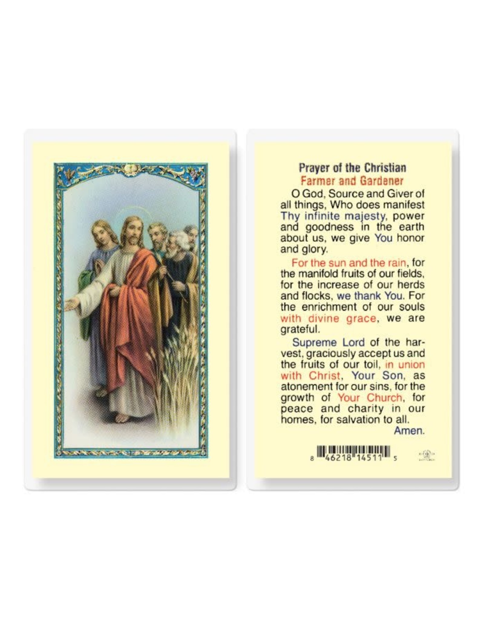 Hirten Holy Card, Laminated - Prayer for a Farmer and Gardener