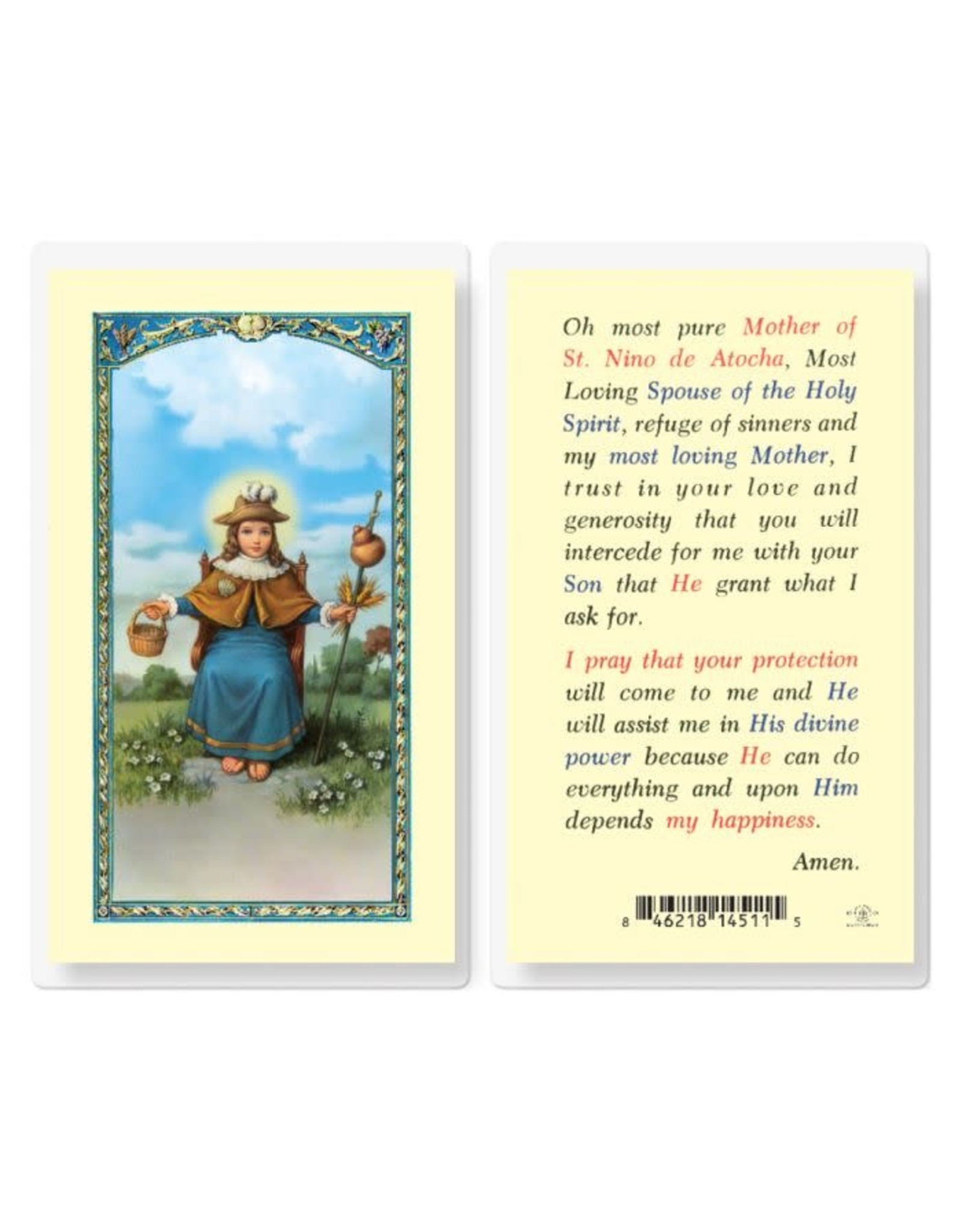 Hirten Holy Card, Laminated - St. Nino of Atocha