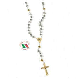 Tuscan Hills Silver/Gold Tone Rose Petal Bead Rosary