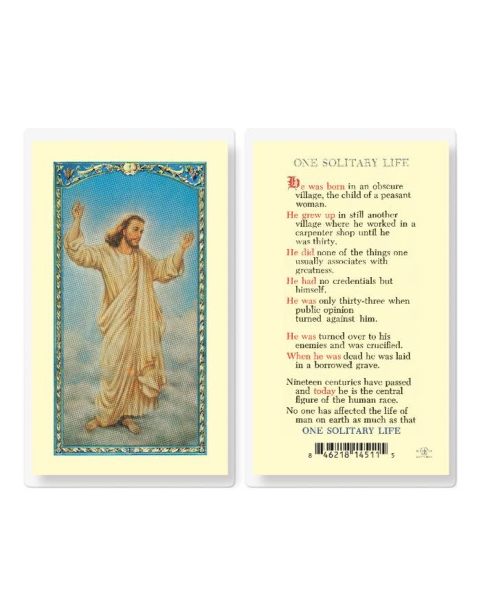 Hirten Holy Card, Laminated - One Solitary Life with Risen Christ