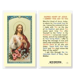 Hirten Holy Card, Laminated -I Commit This Day To You with Sacred Heart of Jesus