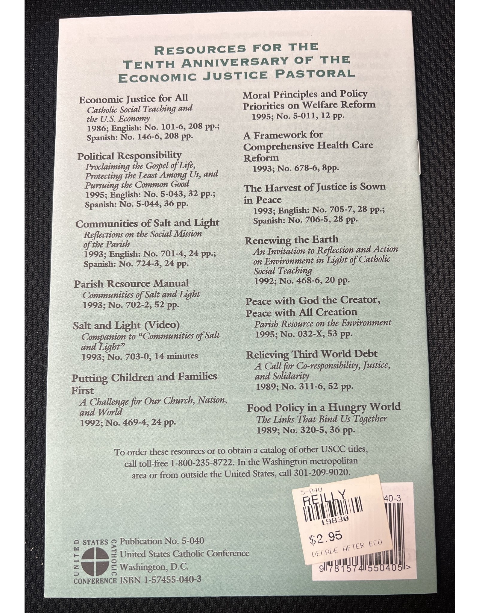 USCCB (Decade After) Economic Justice for All