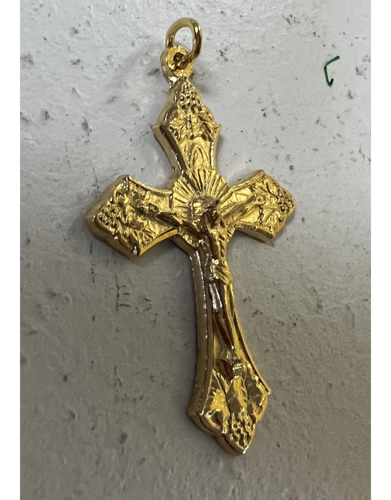 San Francis Medal Crucifix 1.5" Gold