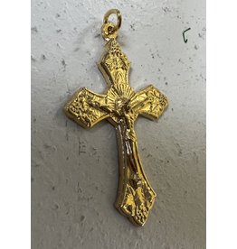 San Francis Medal Crucifix 1.5" Gold