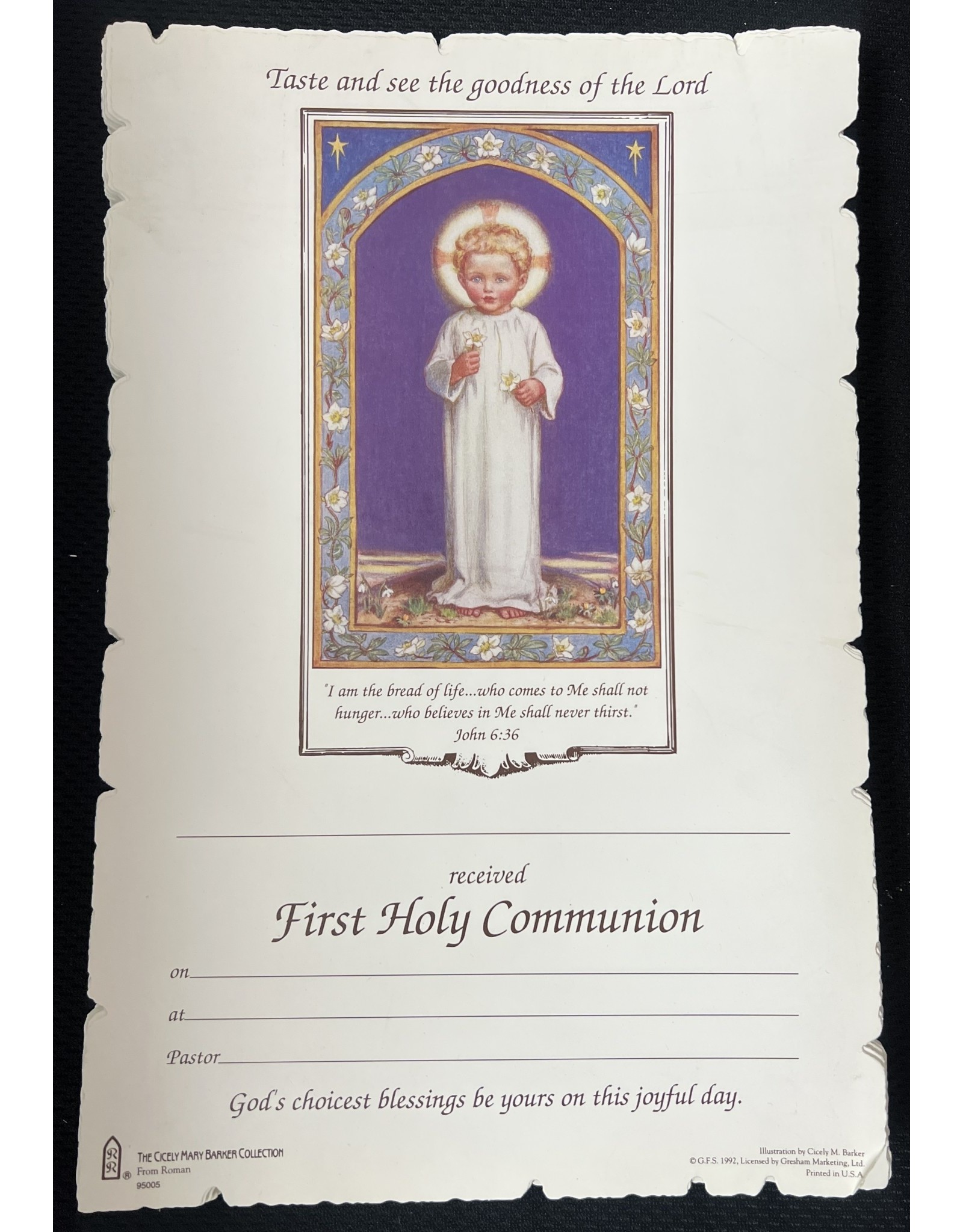 Roman Certificates - First Communion, Taste  & See (100)
