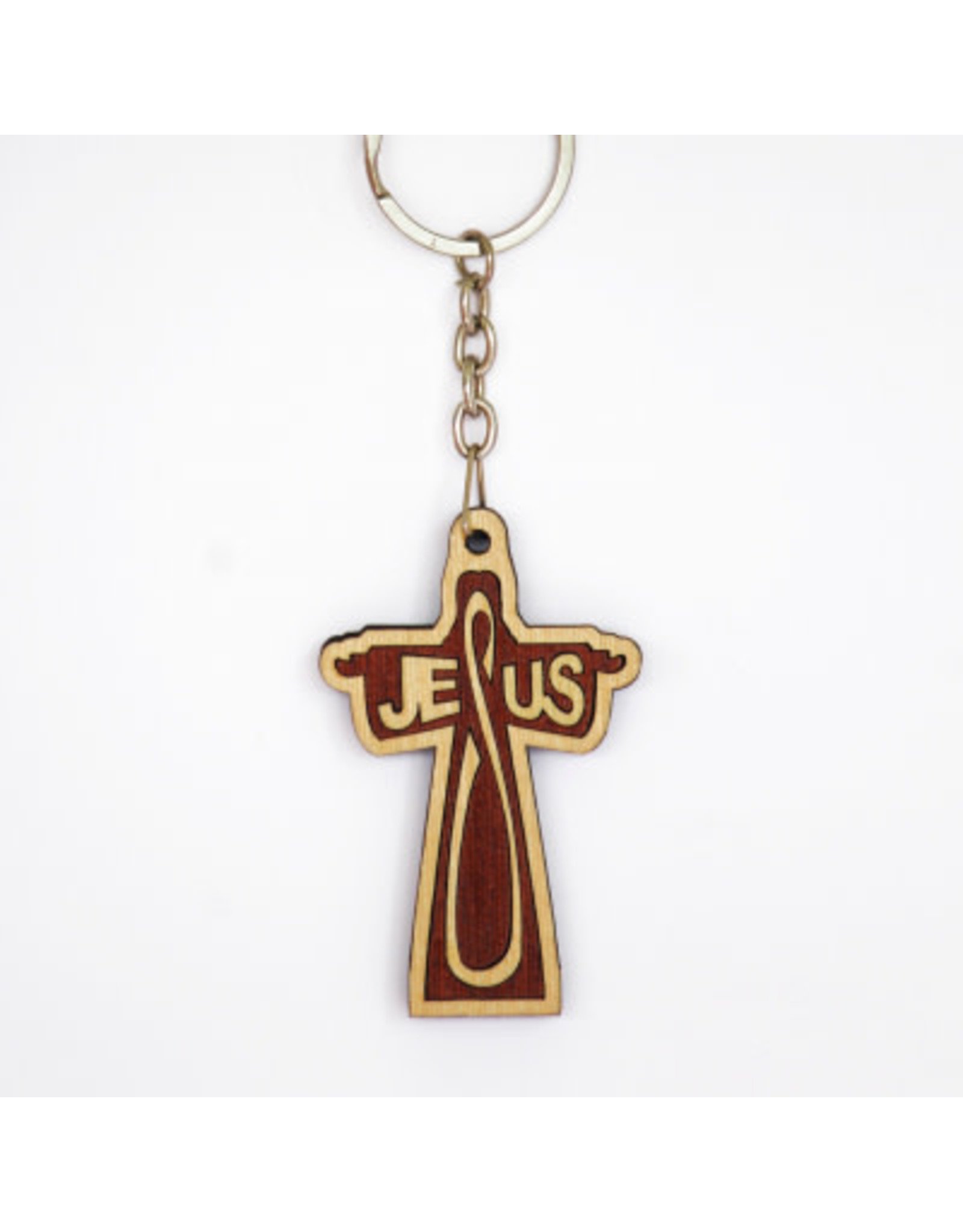 Kerusso Keychain - Wooden Cross "Jesus"