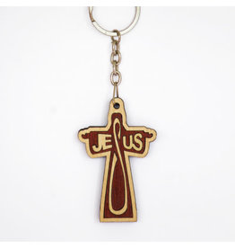 Kerusso Keychain - Wooden Cross "Jesus"