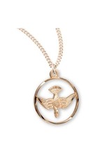 HMH Holy Spirit Dove Pendant Medal, Gold over Sterling Silver, 18" Chain