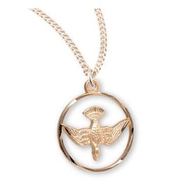 HMH Holy Spirit Dove Pendant Medal - Gold over Sterling Silver on 18" Chain