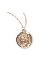 HMH St. Christopher Medal, Round, Gold over Sterling Silver, 18" Chain