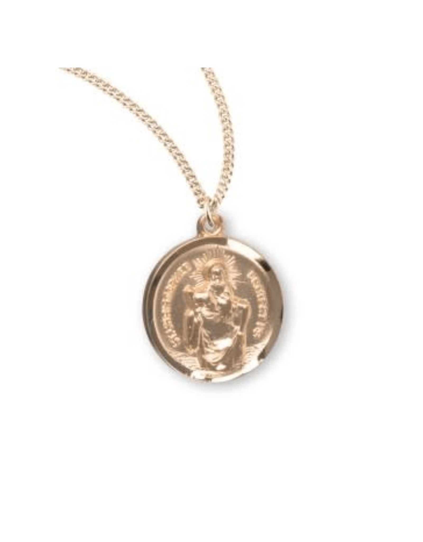 HMH St. Christopher Medal, Round, Gold over Sterling Silver, 18" Chain