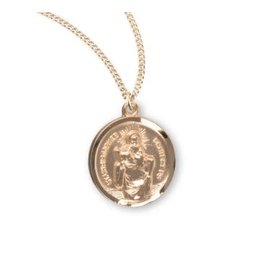 HMH St. Christopher Medal - Round, Gold over Sterling Silver on 18" Chain