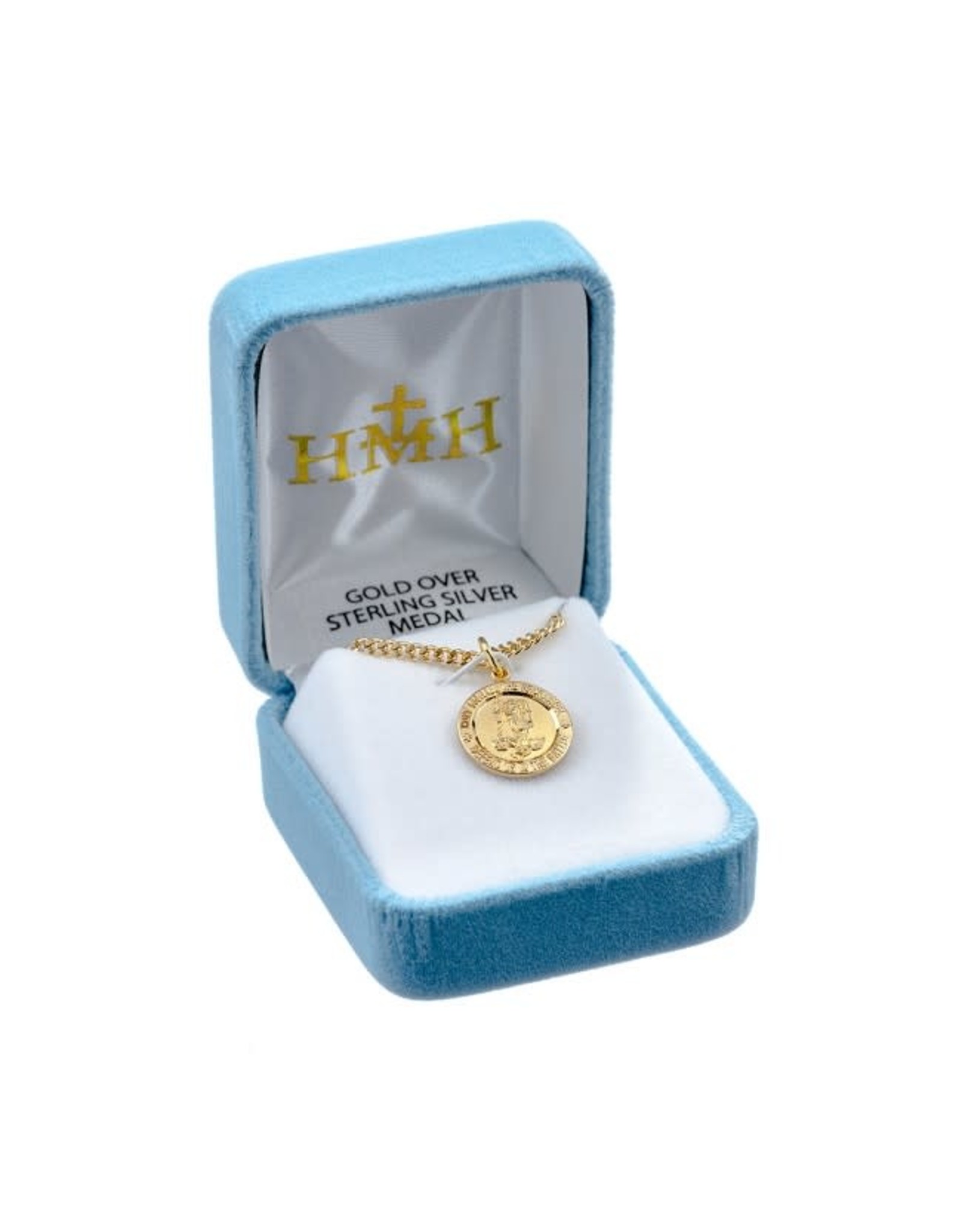 St. Michael Medal Round, Gold over Sterling Silver on 18" Chain