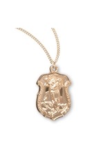 HMH St. Michael Medal - Badge, Gold over Sterling Silver on 18" Chain