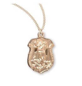 HMH St. Michael Medal - Badge, Gold over Sterling Silver on 18" Chain