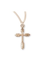 HMH Cross Medal, Wheat - Gold over Sterling Silver on 18" Chain