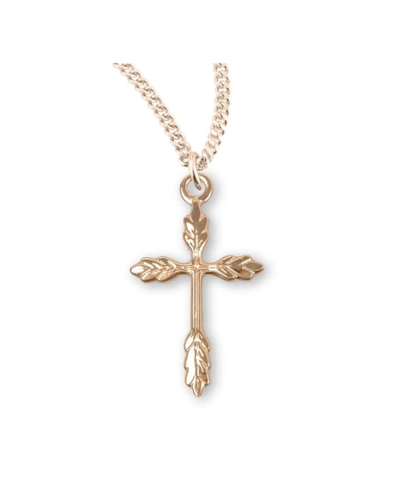 HMH Cross Medal, Wheat - Gold over Sterling Silver on 18" Chain
