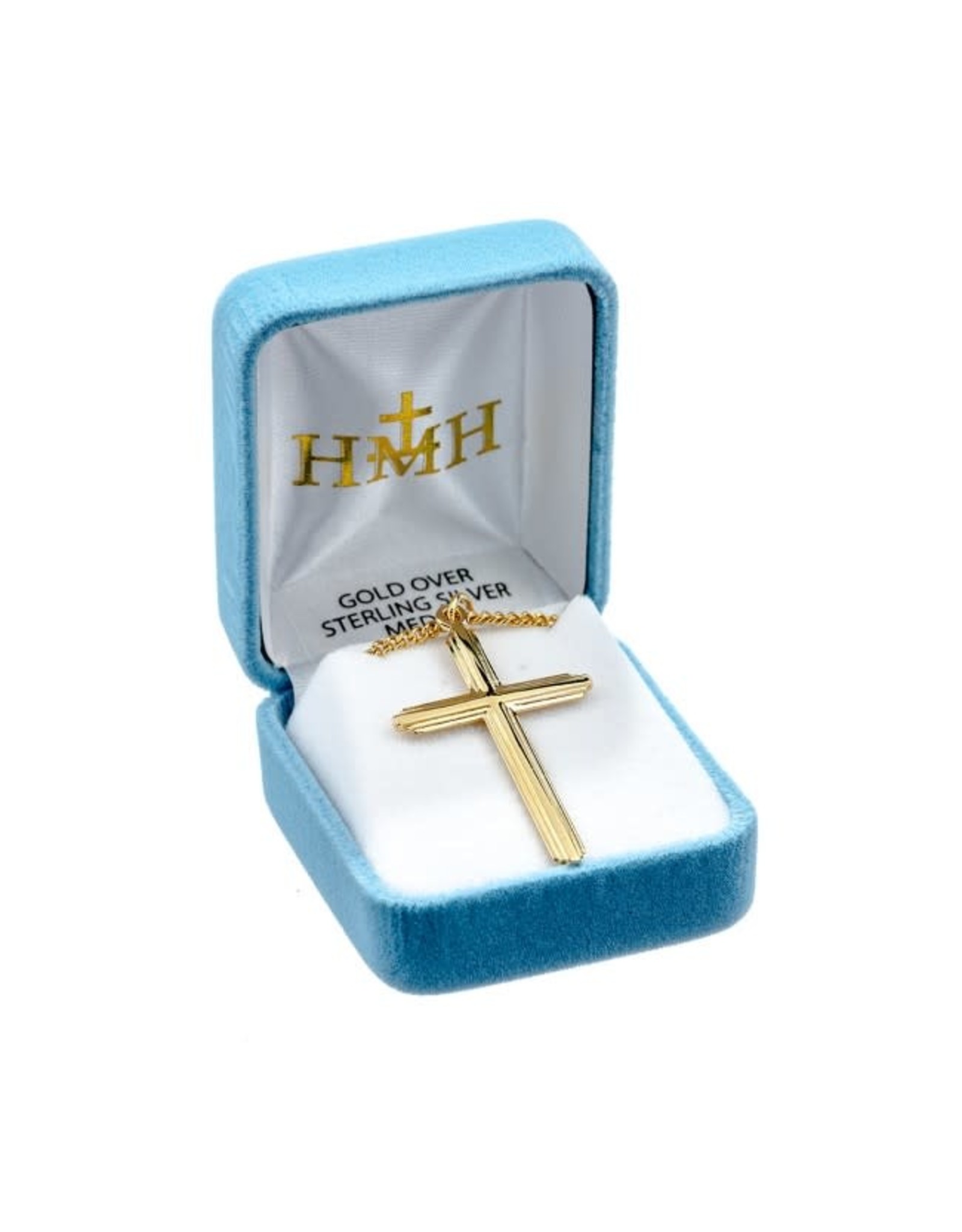 HMH Cross Medal - Inlay, Gold over Sterling Silver, 20" Chain