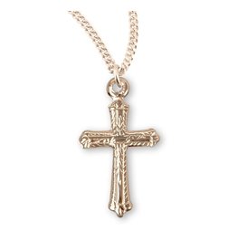 HMH Cross Medal - Detailed, Gold over Sterling Silver, 18" Chain