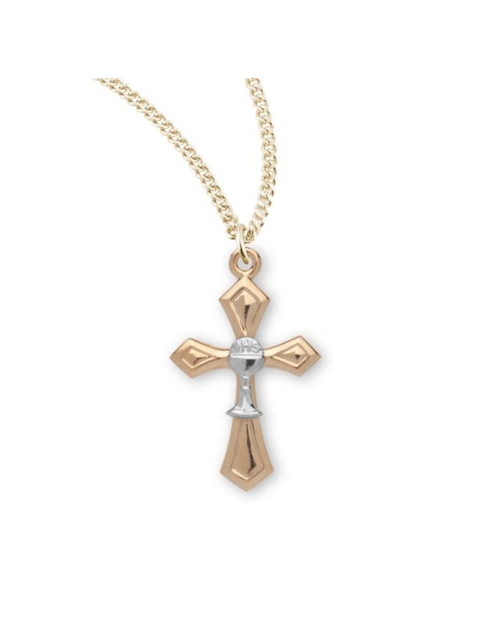 HMH Cross with Chalice Necklace - Two-Tone Gold over Sterling Silver on 18" Chain