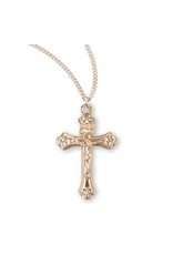 HMH Crucifix Medal, Tapered - Gold over Sterling Silver on 18" Chain